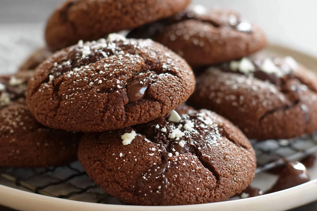 Peppermint Patty Stuffed Chocolate Cookies ready to be enjoyed