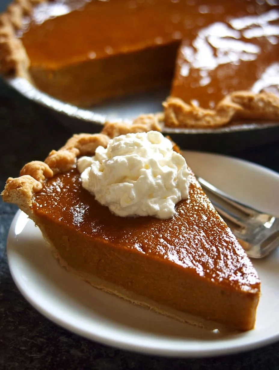 Delicious homemade pumpkin pie showcasing a rich, spiced filling in a flaky crust.