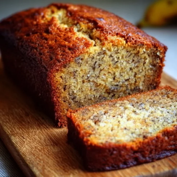 Delicious slice of rich banana bread topped with walnuts