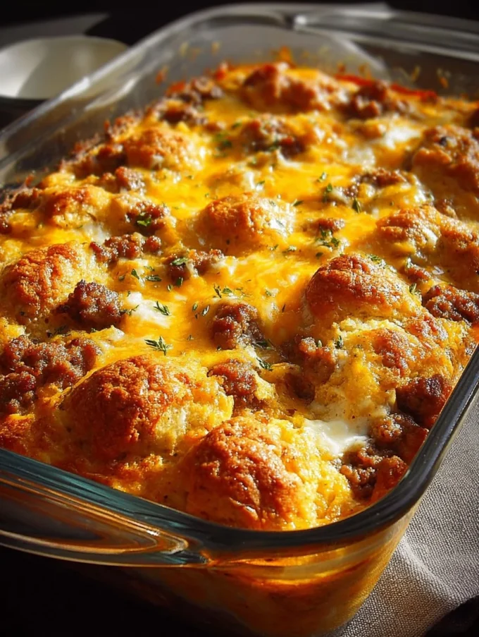 Sausage and Biscuit Breakfast Casserole, a hearty breakfast dish