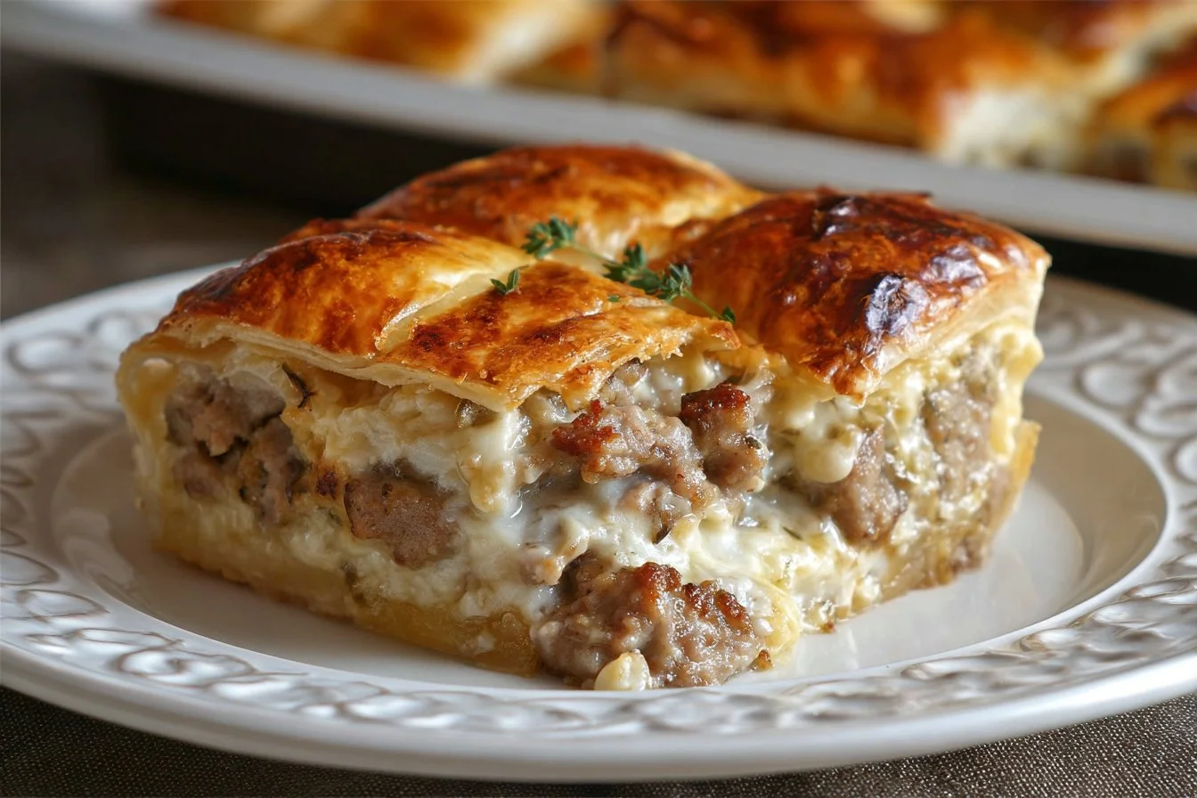 Delicious Sausage Cream Cheese Casserole ready to serve