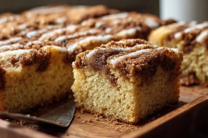 Delicious snickerdoodle coffee cake with cinnamon topping