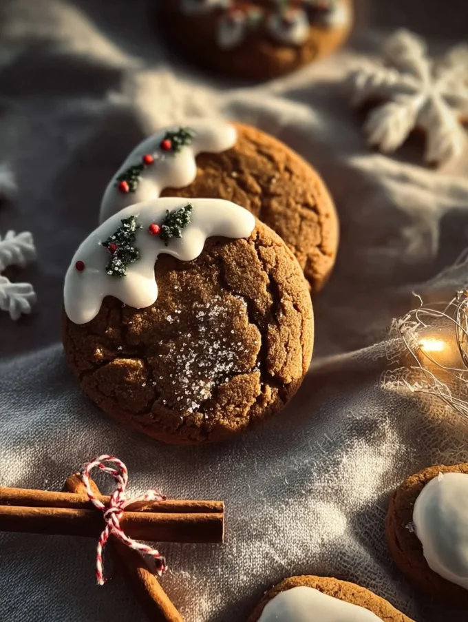 Deliciously soft gingerbread cookies displayed on a festive plate.