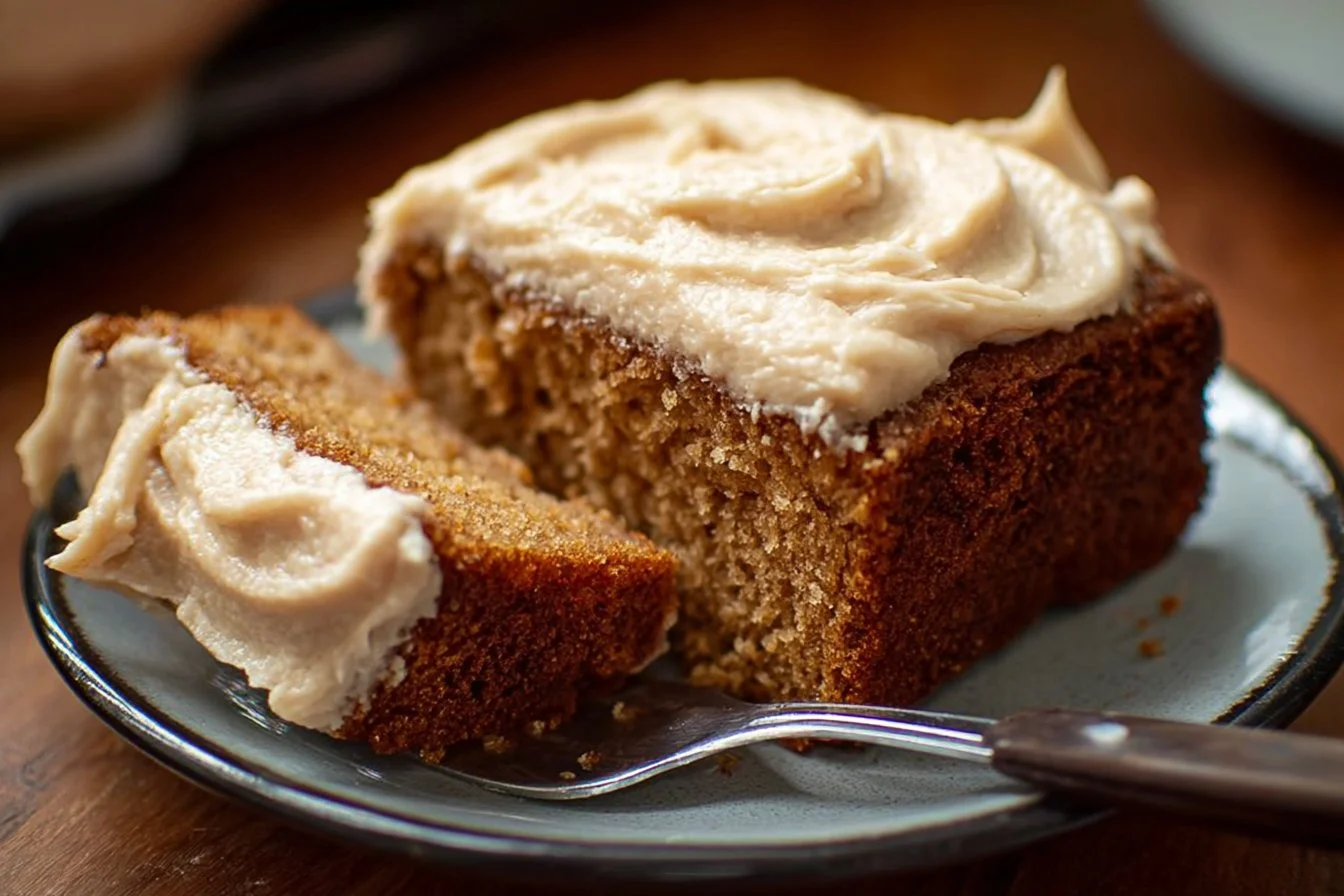 Delicious sour cream spice cake served on a decorative plate