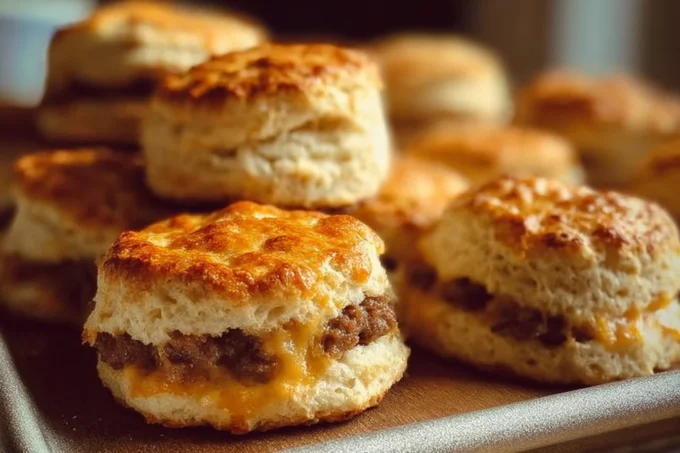 Southern Sausage Biscuits baked until golden brown