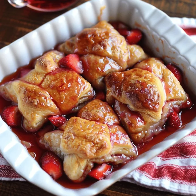 Delicious strawberry dumplings served with a rich sauce and fresh berries