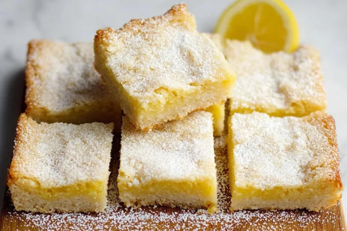 Delicious sugar cookie lemon bars with a zesty lemon topping
