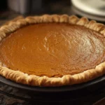 Delicious homemade Sweet Potato Pie served on a rustic wooden table