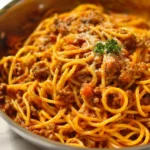 Bowl of taco spaghetti topped with cheese and cilantro