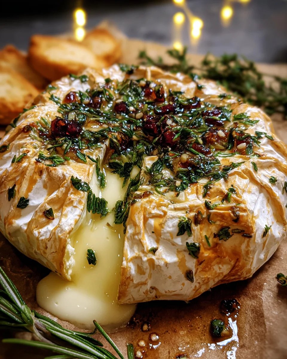 Savory Baked Brie with Garlic and Herbs
