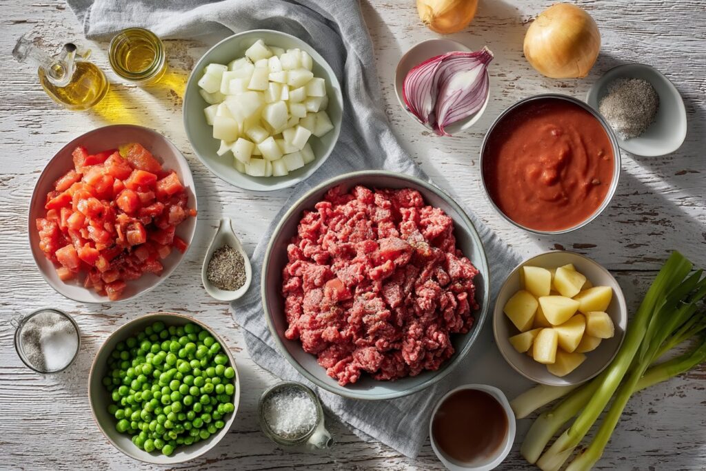 Ingredients for Hearty Beef and Vegetable Soup