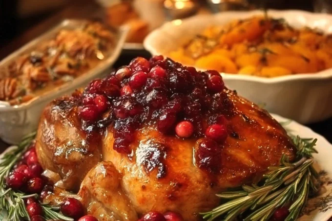 A table set with unique Thanksgiving recipes, showcasing an array of festive dishes.