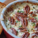 Warm Swiss and Onion Dip baked until golden and bubbly