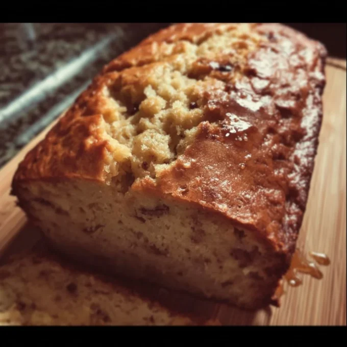 Homemade 3-ingredients banana bread fresh out of the oven