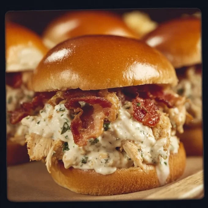 Cream cheese bacon ranch chicken sandwich on a plate with fresh ingredients