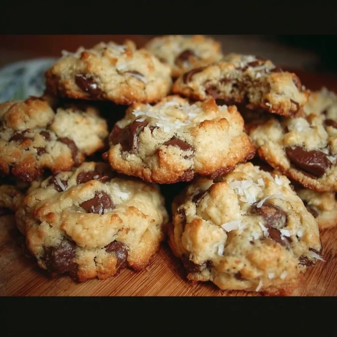 Delicious Almond Joy Cookies with chocolate, coconut, and almond toppings