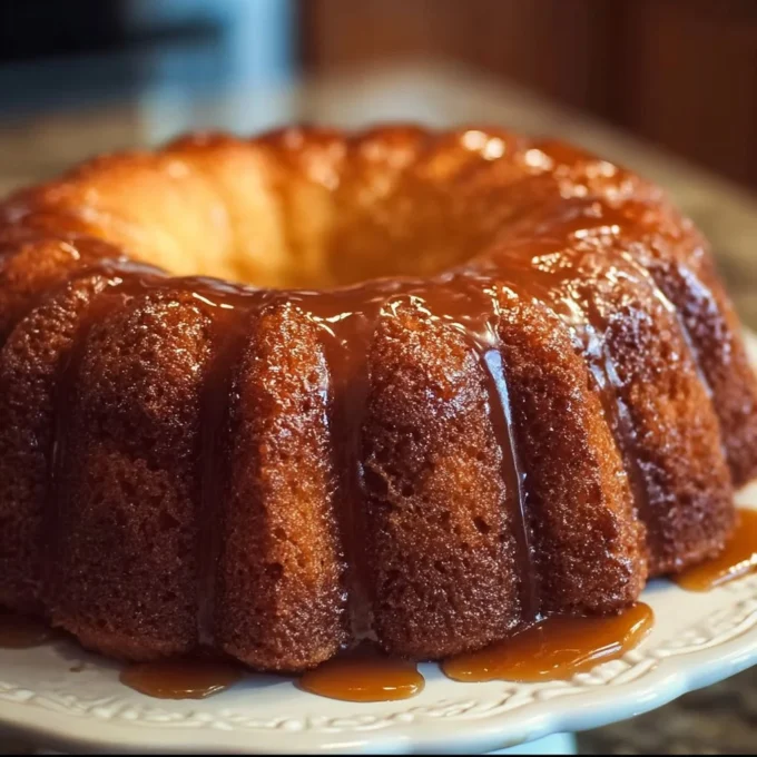 Delicious buttered rum cake served on a festive table