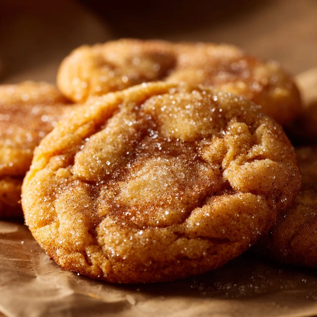 Buttery brown sugar cinnamon cookies on a baking sheet
