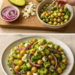 Chickpea Feta Avocado Salad with fresh vegetables and herbs