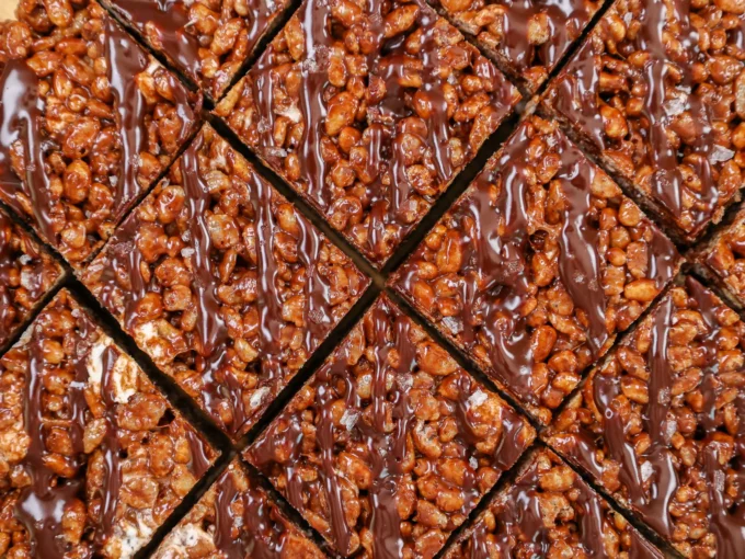 Delicious chocolate marshmallow treats on a plate