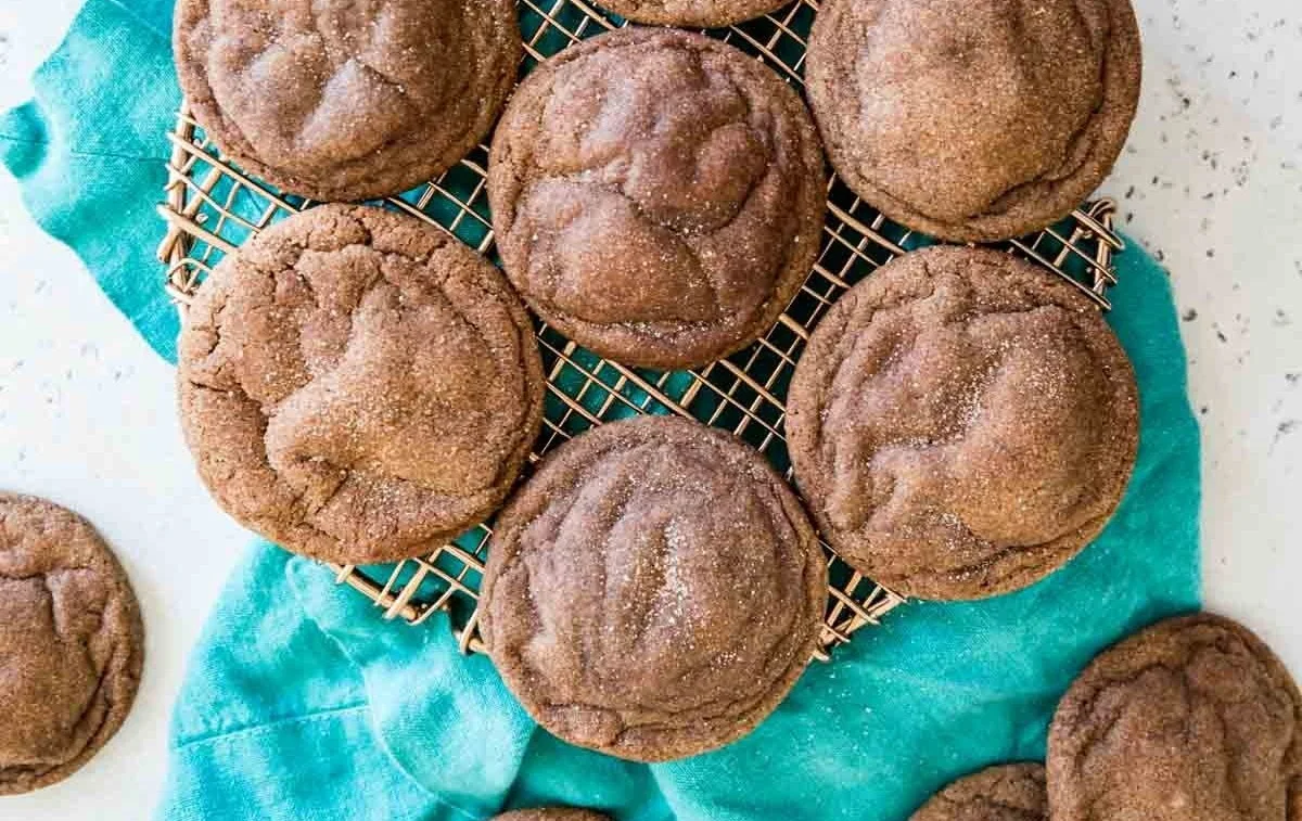 Delicious Chocolate Snickerdoodles cookies with a dusting of cinnamon sugar