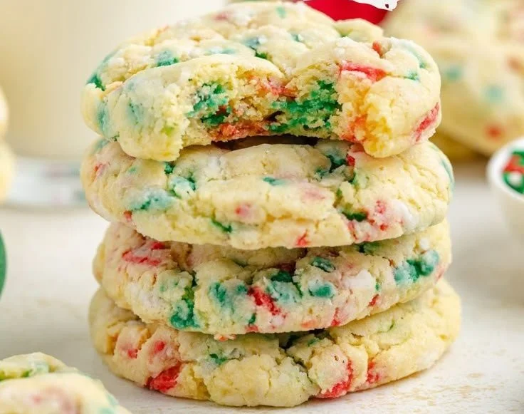 Delicious Christmas Gooey Butter Cookies on a festive plate