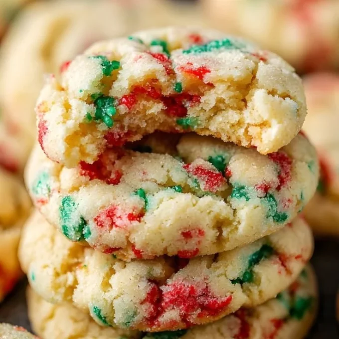 Freshly baked Christmas Gooey Butter Cookies decorated with powdered sugar