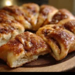 Delicious Cinnamon-Sugar Crescent Roll Pizza served on a plate