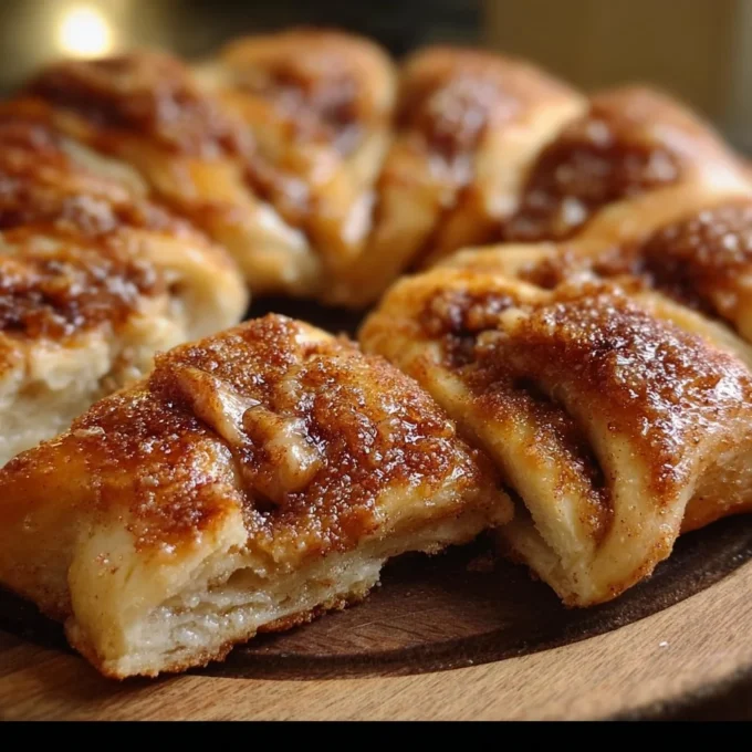 Delicious Cinnamon-Sugar Crescent Roll Pizza served on a plate