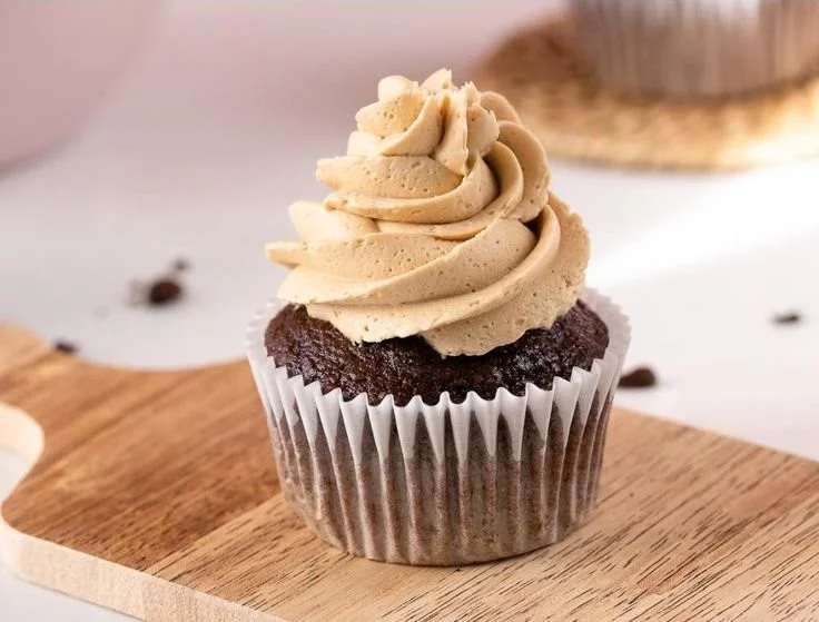 Delicious coffee buttercream frosting ready for topping cakes and cupcakes