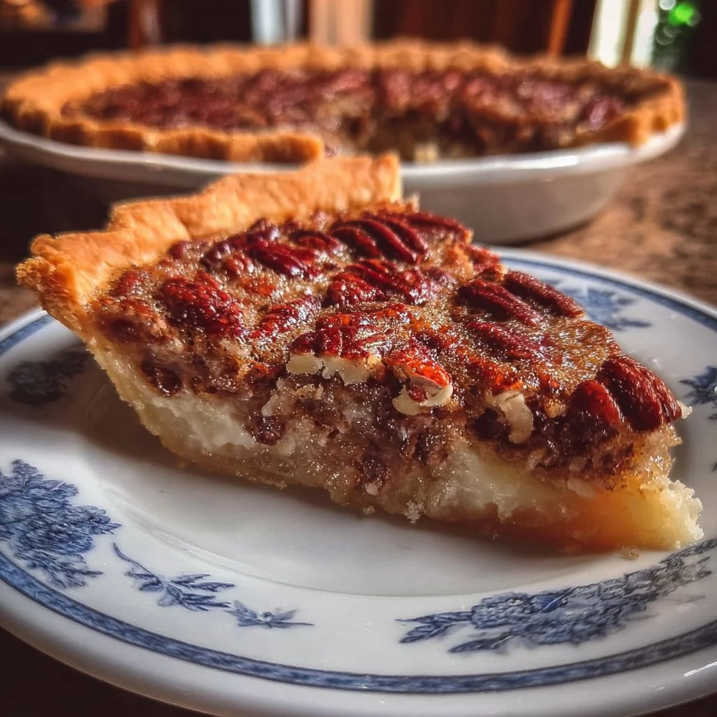 Delicious Condensed Milk Pecan Pie with a golden crust and pecan topping