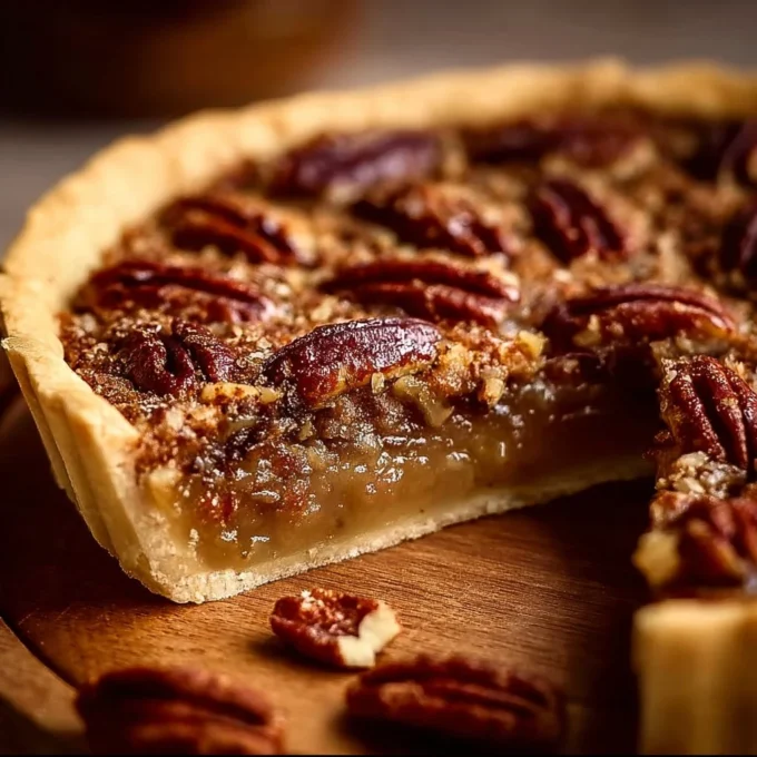 Homemade condensed milk pecan pie with a golden crust and rich filling