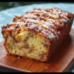 Slice of Country Apple Fritter Bread with apples and spices
