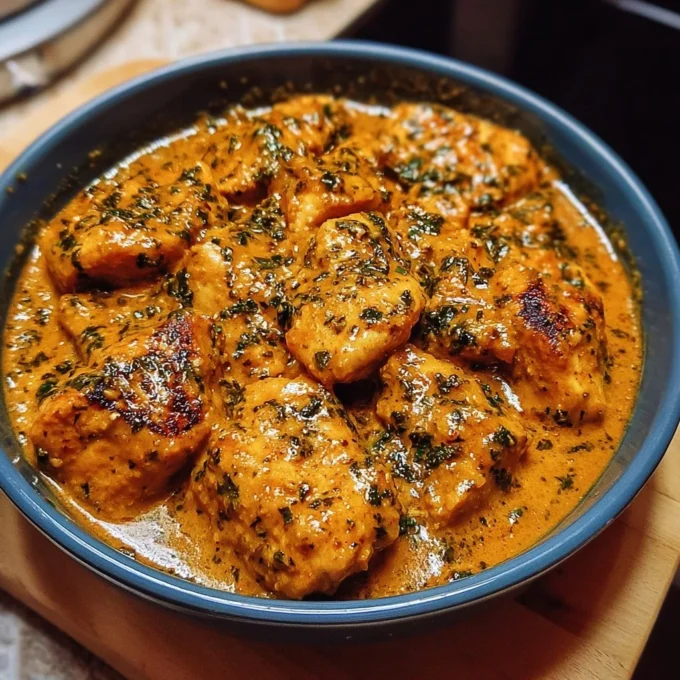 Delicious Cowboy Butter Chicken served on a plate with fresh herbs