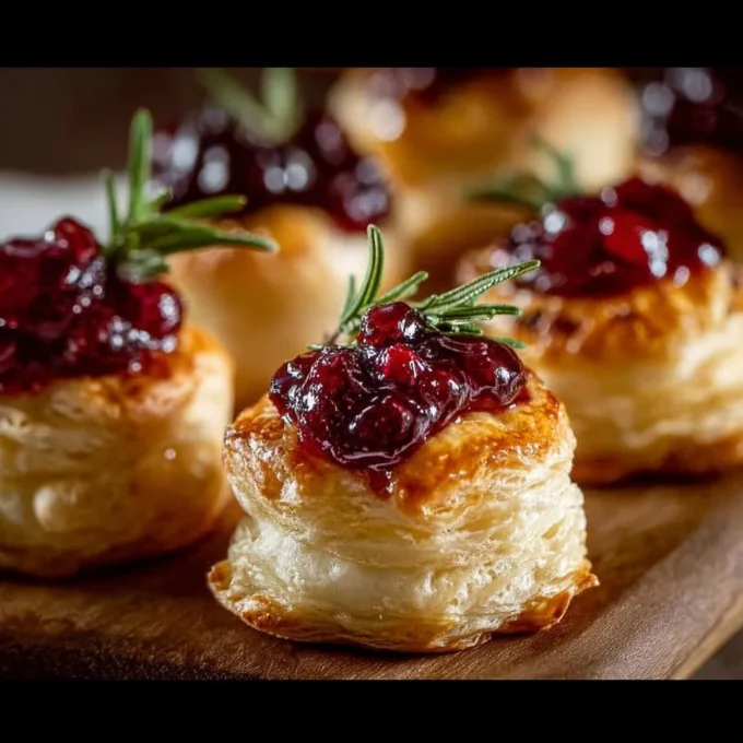 Delicious cranberry sauce served with creamy brie cheese