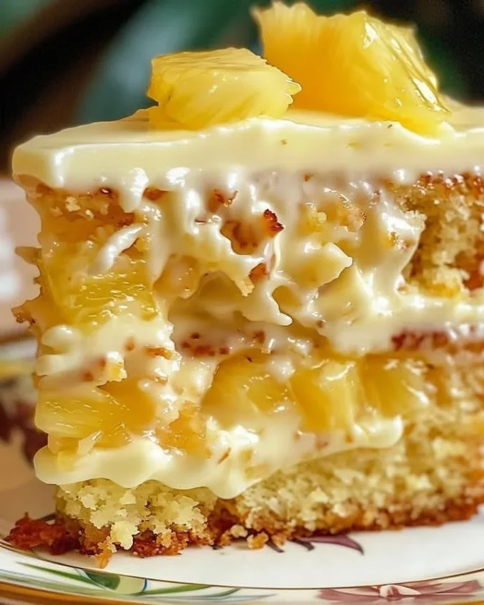 Delicious Hawaiian Pineapple Cake with tropical flavors and sweet frosting
