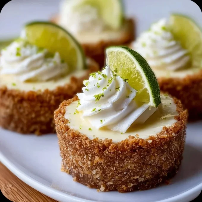 Delicious no-bake mini key lime pies served on a decorative plate