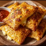 Homemade easy cheesy pizza pockets ready to serve