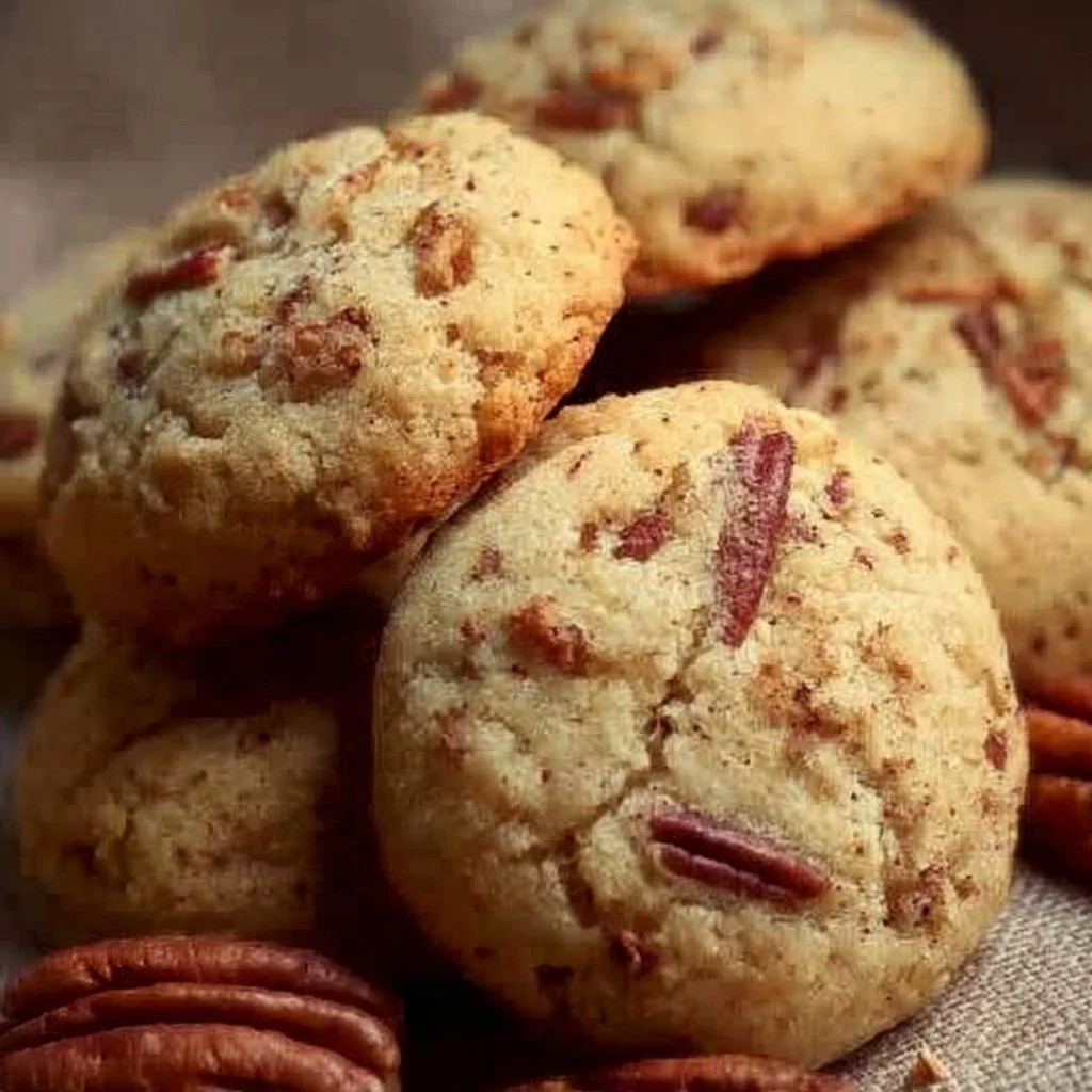 Delicious homemade pecan sandies cookies on a plate
