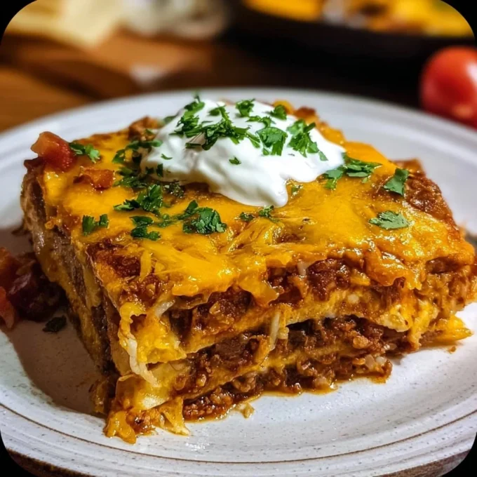 Delicious Mexican Tortilla Casserole served in a colorful dish