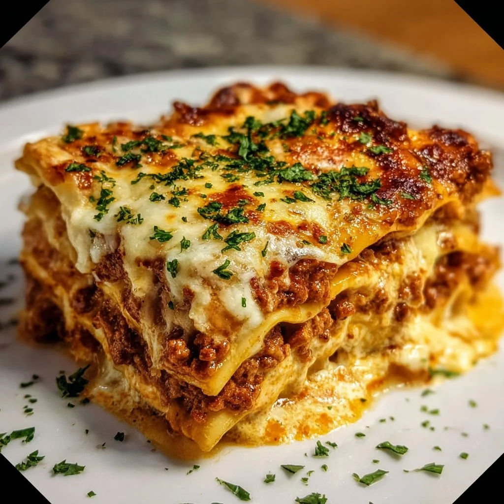 Delicious Million Dollar Italian Lasagna with layers of cheese, meat, and sauce