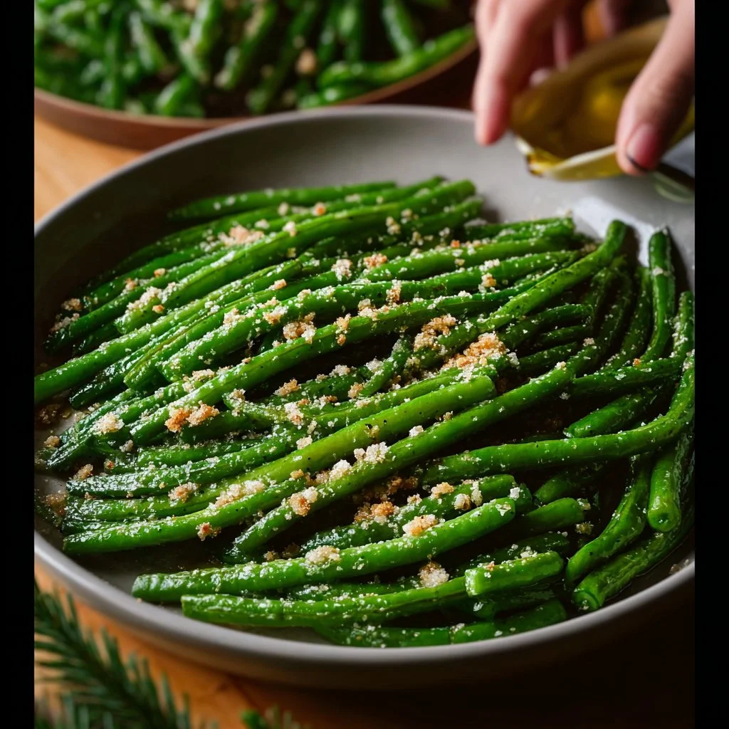 Roasted Parmesan Green Beans served in a bowl, garnished for presentation.