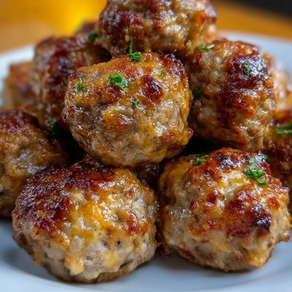 Rotel Cream Cheese Sausage Balls served on a platter for a delicious appetizer
