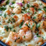 Shrimp and crab queso dip served in a bowl with tortilla chips for dipping