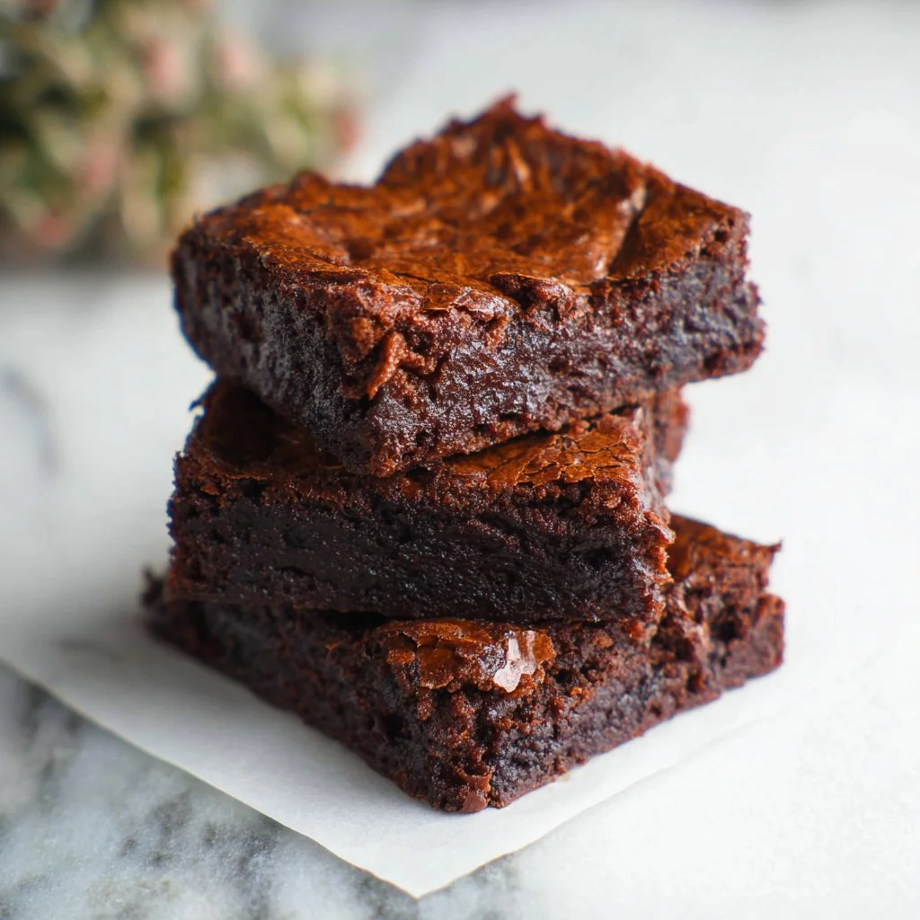 Delicious fudgy brownies on a plate, showcasing their rich texture and chocolatey goodness.