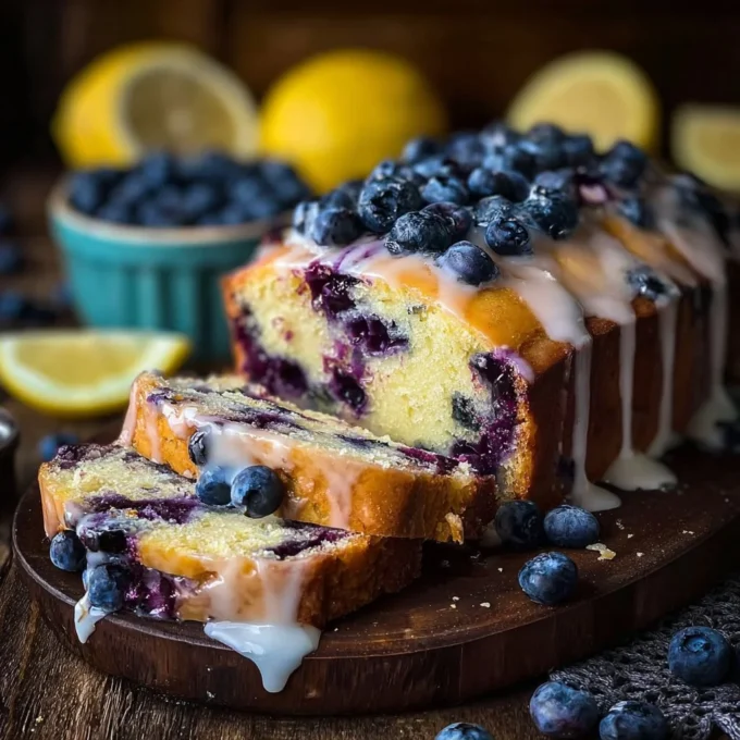 Delicious blueberry cake with fresh berries on top