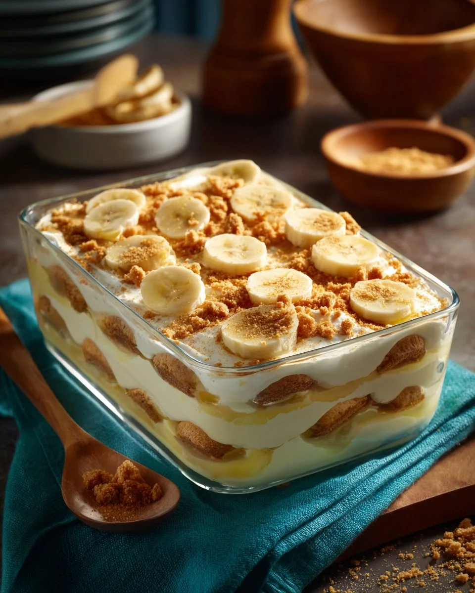 Delicious homemade banana pudding recipe with layers of creamy filling and bananas