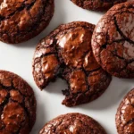 Gourmet brownie cookies with chocolate drizzle and sprinkles on top