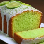 Delicious homemade Key Lime Pound Cake with zesty lime frosting and garnish