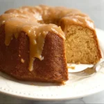 Delicious slice of Southern caramel pound cake with a rich caramel glaze